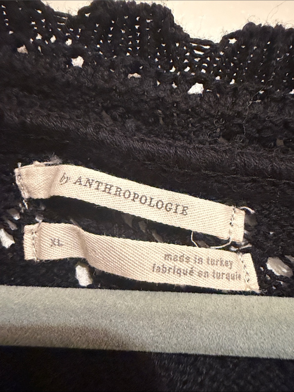 Anthropologie Black Crochet Knit Pointelle Sweater Short-Sleeve Tee (Orig $88) - Picture 3 of 4